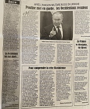 L’article « Apres l’invasion militaire russe en Ukraine Poutine met en garde, les Occidentaux reculent » (Le Temps, 28 février 2022)