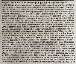 L’article « Serguei Lavrov effectue une visite plus que diplomatique en Algérie » (L’Inter, 12 mai 2022)