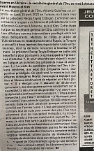 L’article « Guerre en Ukraine : le secrétaire général de l`ONU se rend a Ankara avant Moscou et Kiev » (L’Inter, 25 avril 2022)