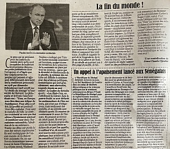 L’article « La fin du monde ! » (Le Temps, 05 juillet 2022) 