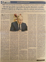 L’article « Inflation des prix de produits alimentaires / La Fédération de Russie plaide non coupable » (Le Panafricain, 28 juillet 2022)