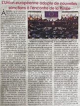 L’article « L’Union européenne adopte de nouvelles sanctions à l’encontre de la Russie » (L’Inter, 06 octobre 2022)