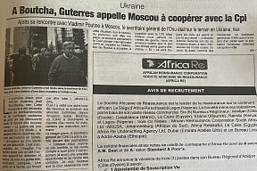  Retour L’article « Ukraine : à Boutcha, Guterres appelle Moscou à coopérer avec la CPI » (Fraternité Matin, 29 avril 2022)