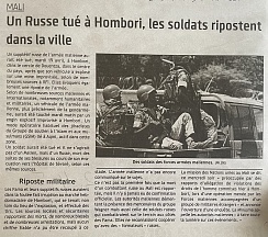 L’article « Un Russe tué à Hombori, les soldats ripostent dans la ville » (Soirinfo, 21 avril 2022)