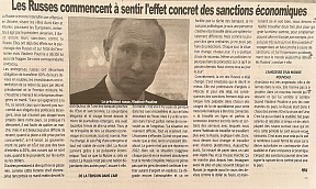 L’article « Rubrique « Le Russes commencent à sentir l’effet concret des sanctions économiques » (Le Matin, 02 mars 2022)